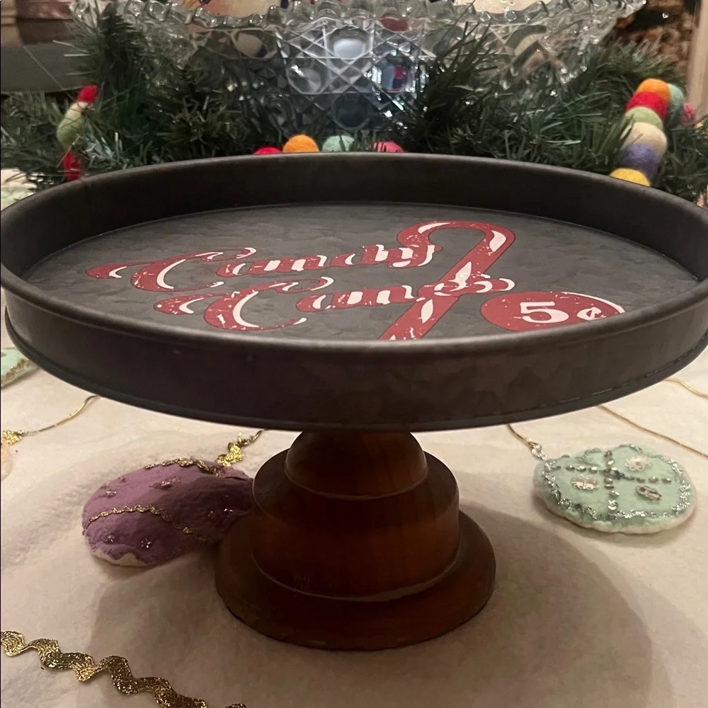 Candy Cane Metal Cake Stand Serving Piece